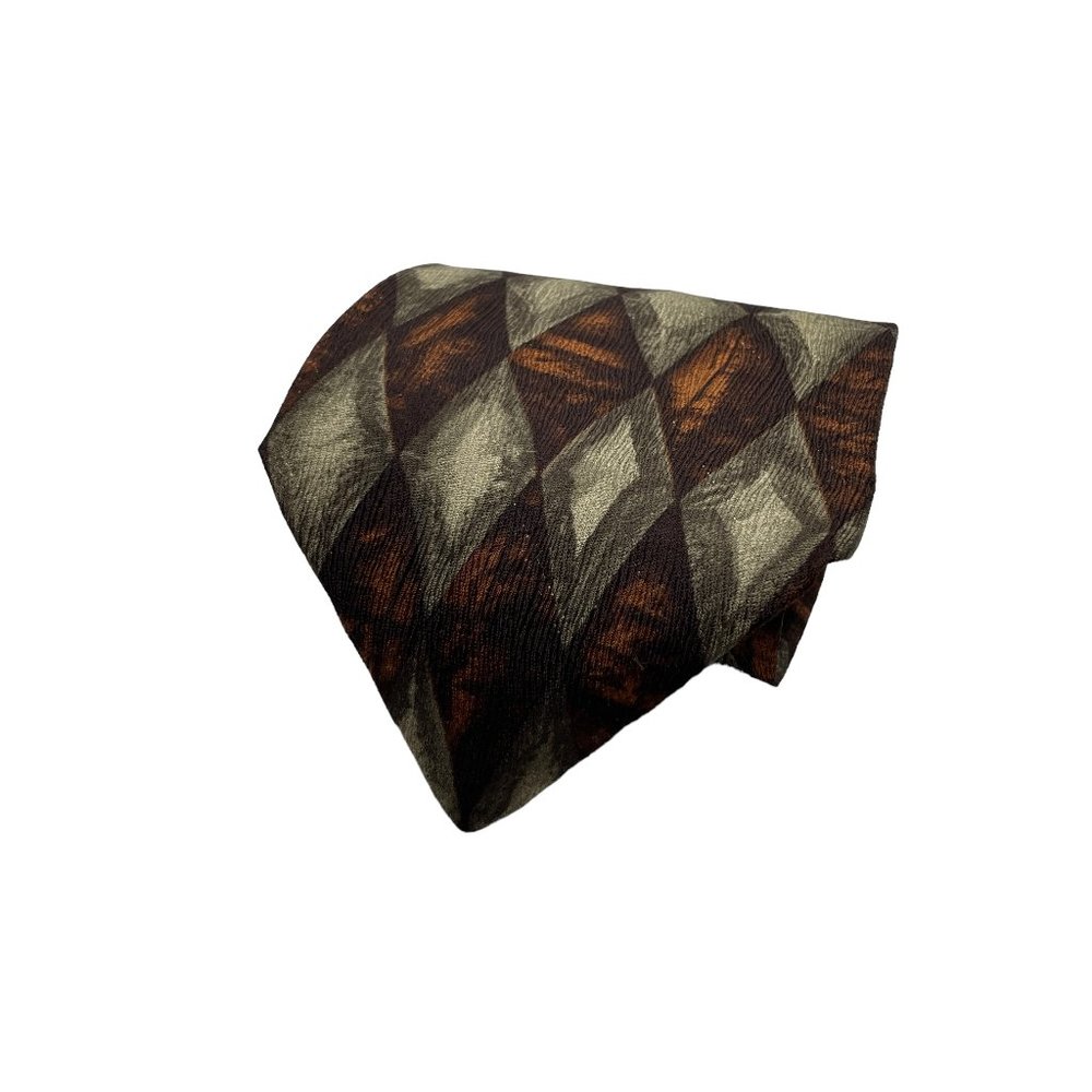 Classics by Axis Men's Tan Orange Brown Argyle Silk Classic Necktie